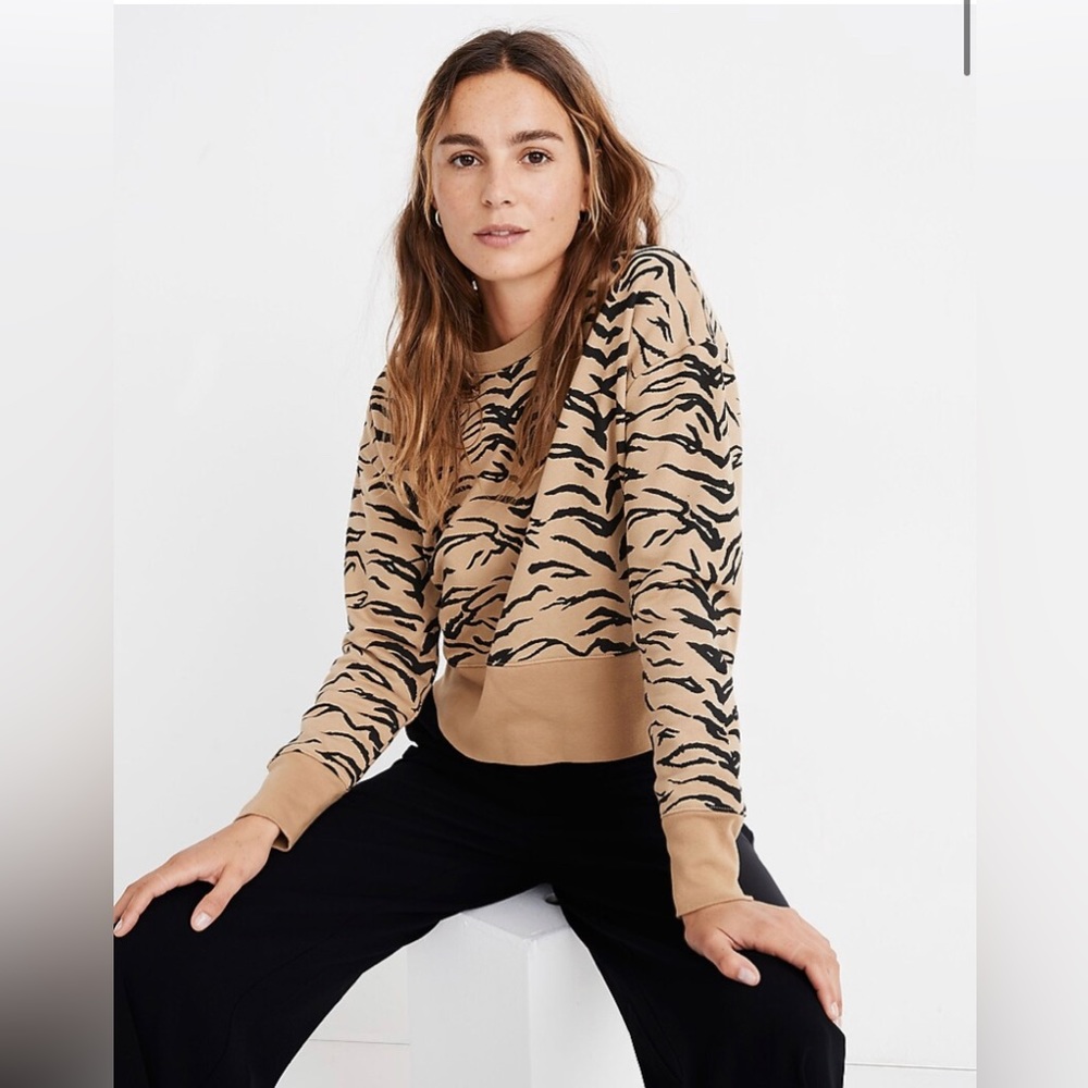 Madewell Crop Sweatshirt in Tiger Stripe